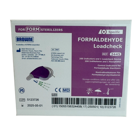 Eine lila Verpackung Formaldehyde Loadcheck von Browne