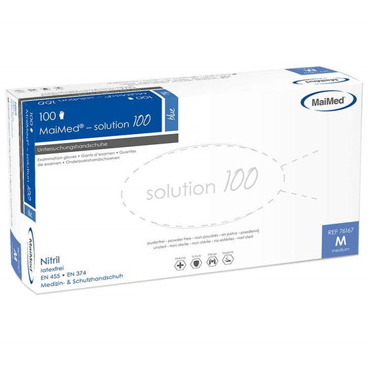Eine Packung solution 100 Handschuhe in Größe Medium - außerdem latexfrei