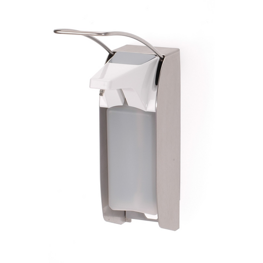 Eleganter Desinfektionsspender aus hochwertigem Aluminium mit langem Griff